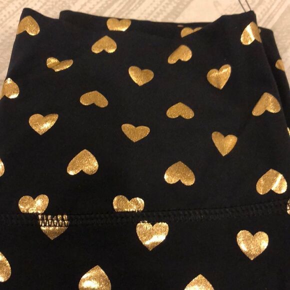 DYI Black with Gold Metallic Hearts Leggings - Picture 3 of 5